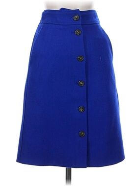 J. Crew Cobalt Blue wool  Button-Front A-Line Skirt size 8